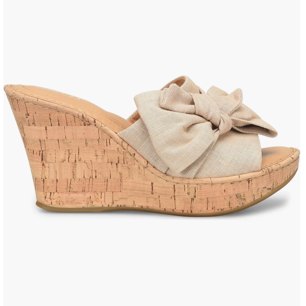 🌸BORN🌸 Cami Wedge Platform Sandal Natural Fabric Size: 11 - Picture 2 of 11